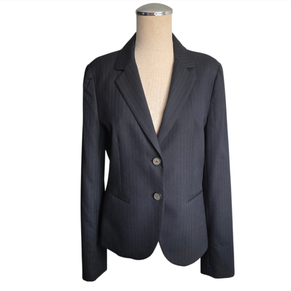 J.Crew Super 120's Women's Black Pinstripe 100% Wool Blazer Sz 8T